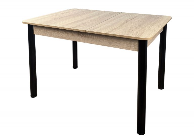 Стол Премьер раздвижной 170 x 90 (+50) см / R40 / ЛДСП Дуб Сонома / Опора 4 Чёрная РУСТ